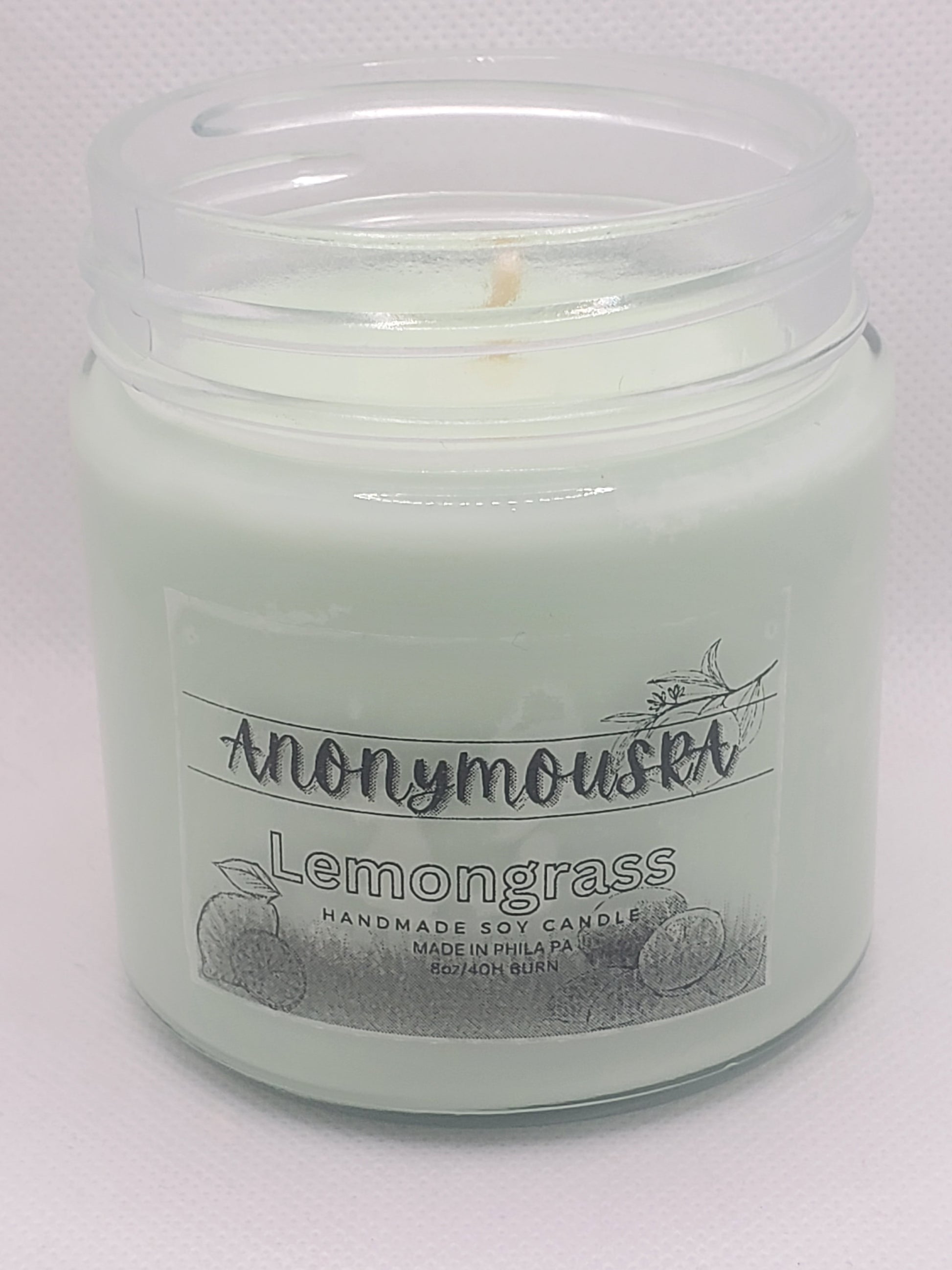 Lemongrass (8oz) Candles: Refreshing Aroma | Handcrafted Anonymous Ra