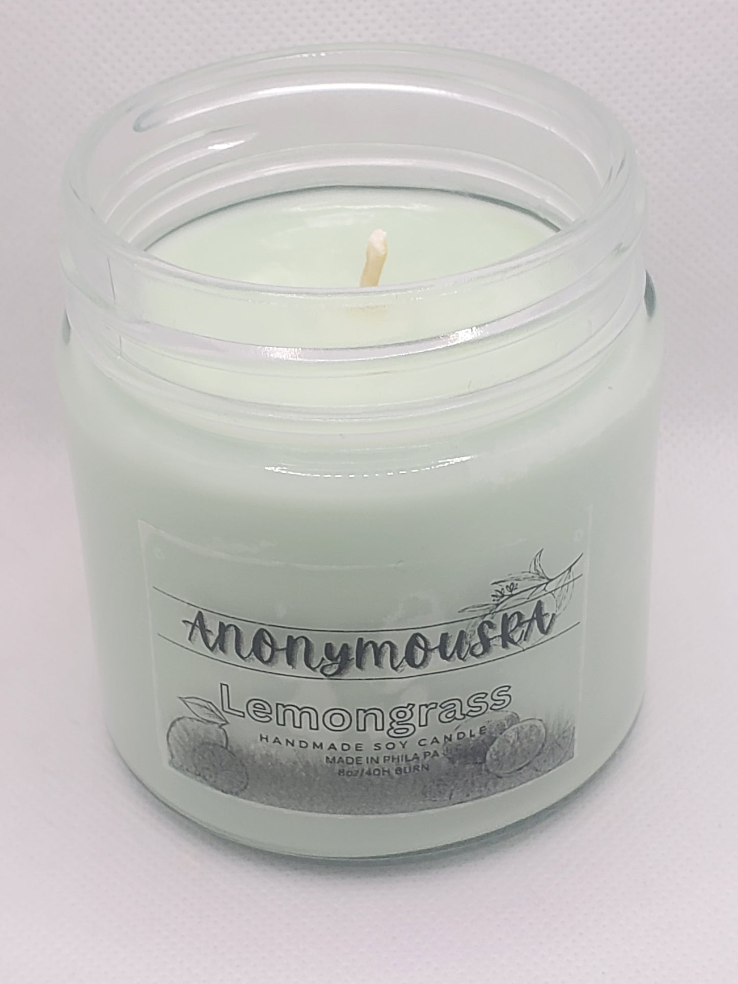 Lemongrass (8oz) Candles: Refreshing Aroma | Handcrafted Anonymous Ra